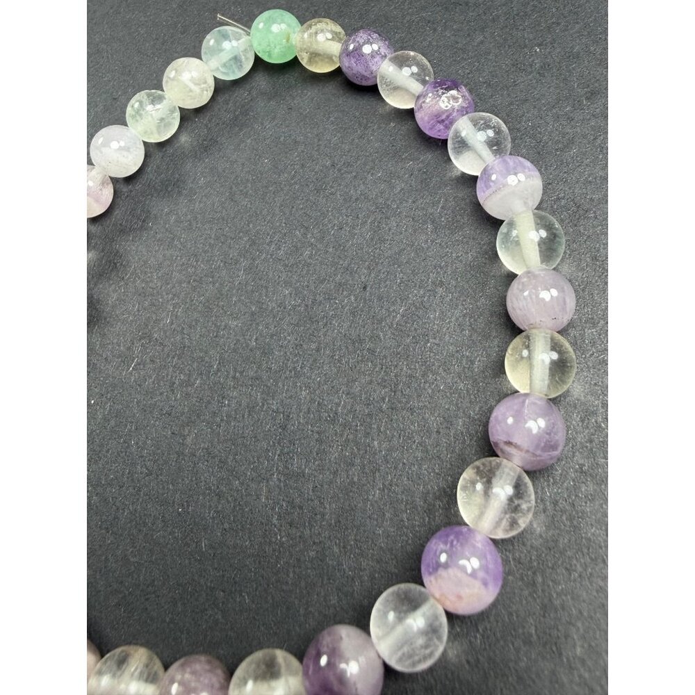 Natural Multi Color Fluorite Stretch Bracelet 6mm Beads Stone 7" UVs - Picture 3 of 7
